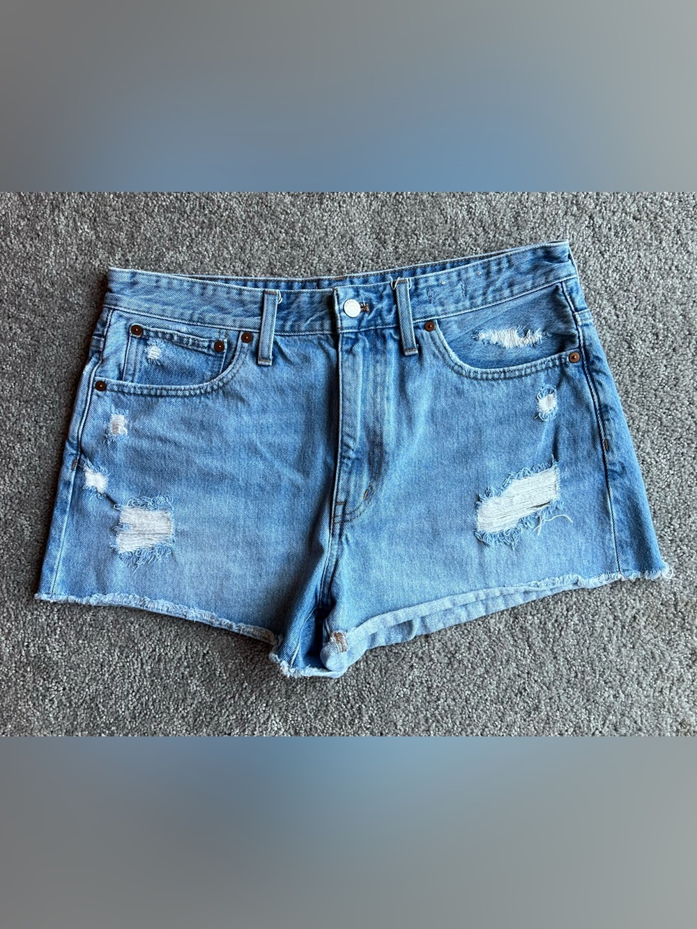 Madewell Light Blue Distressed Denim Cutoff Shorts